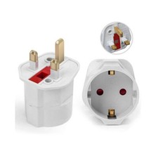 Schuko to UK Plug converter Adaptor 2 Pin to 3 Pin  Travel Mains Adapter