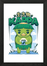 Kappa Yokai Kawaii Art Framed