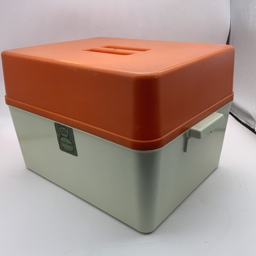 Vintage bread bin orange cream - bread,