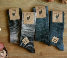 Alpaca Wool Socks 2 Pairs Natural Thermal Winter Socks  Mens Women's Grey Brown 