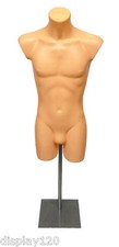 Male Display Mannequin on Adjustable Stand Sportswear Swimwear Torso Bust Flesh
