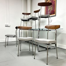 Set of 6 Stag S Range Dining Chairs – Chrome, Teak & Leatherette