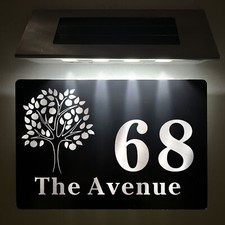 Personalised Solar Light House Sign LED Illuminated Door No. Street Name Plaque