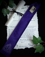 Handmade PURPLE VELVET WAND BAG Wicca pagan Witchcraft Triquetra
