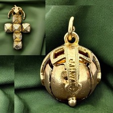 Vintage Masonic Opening Orb/Cross Pendant - Masonic Symbols - 9ct Gold & Silver