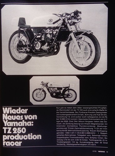 1973 yamaha 250 - tz, production