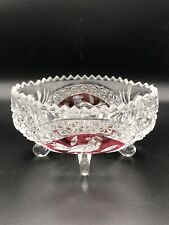 Vintage Hofbauer Byrdes Red Bird Lead Crystal Oval Footed Dish Bowl Jewellery