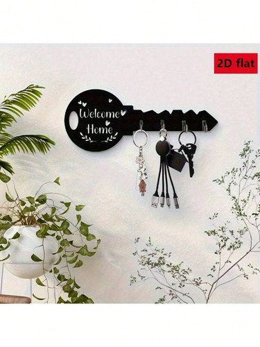 Wooden key holder with hooks - key,