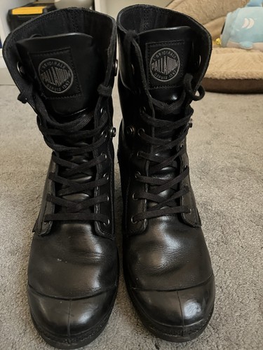 Palladium black leather biker - black,