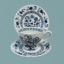 J & G Meakin Blue Nordic Cup & Saucer , Side Plate Trio Set