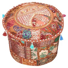 Indian Patchwork Pouf Ottoman Pouffe Poof Floor Foot Stool Ethnic Decorative