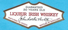 Irish John Locke Whiskey Label 20 Year Old  Ireland Kilbeggan Brusna Westmeath