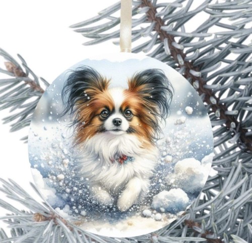 Papillon dog hanging bauble - dog,