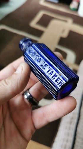 Nice small blue glass poison - blue,