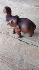 Lovely Vintage Hand Carved Wooden Elephant Ornament Figurine Home Decor