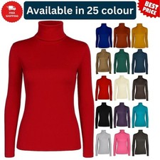 LADIES WOMENS POLO NECK ROLL NECK TURTLE NECK PLAIN JUMPER TOP LONG SLEEVE 8-26