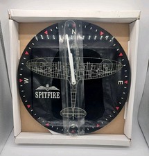 Royal Air Force Spitfire Theme 30cm Glass Wall Clock NEW Official Licensed