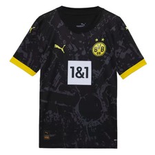 Kids Football Shirt Black Borussia Dortmund Away 2023-2024 Soccer Jersey Tee Top
