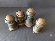SET OF 4 ANTIQUE BRASS CHAIR CASTERS WITH STEEL BALL ROLLING FEET