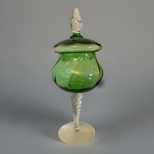 Vtg Empoli Green Glass Twisted