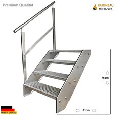 Premium Steel Stair 4 Steps 600-1400 mm Galvanised Terrace Outdoor Railing Stair