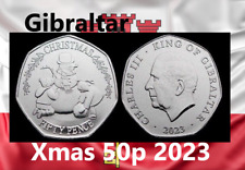 Gibraltar coin 50p pence 2023 Xmas Christmas Snowman and kids Charles III CIII