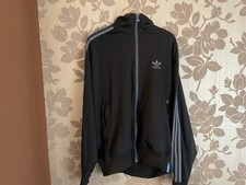 Adidas Jacket Mens Large Black Tracksuit Track Top Firebird Trefoil Retro