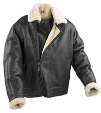 Mens Flying Sheepskin Jacket RAF Pilot Aviator Style Brown / Black  Small