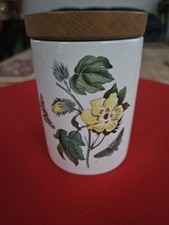 Vintage Portmeirion Botanic Garden Storage Jar Wooden Lid 11.5cm Large Old Stamp