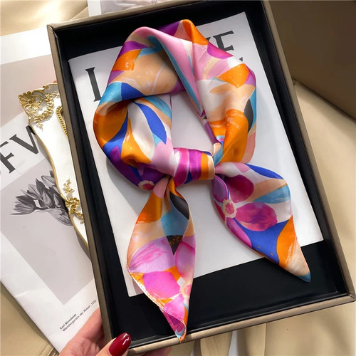 Silk square scarf women satin - silk,