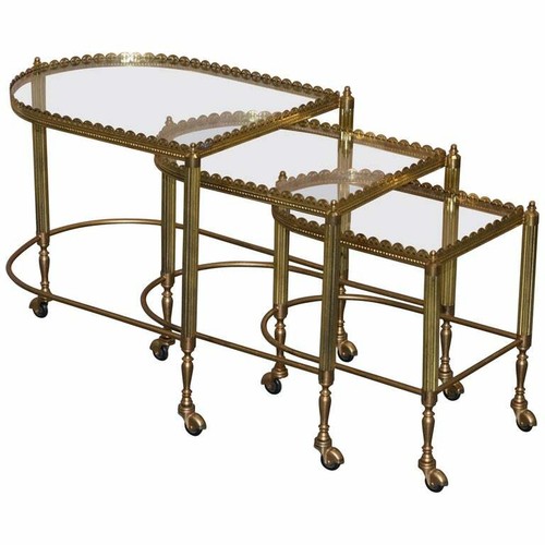 Nest three brass glass - of, &