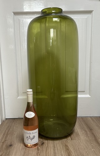 Huge olive glass floor vase - huge,