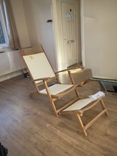 Wooden Steamer Deck Recliner Chair with Footrest New !!