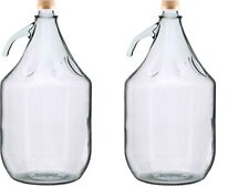 2 x 5L Screw Top Glass Demijohns – Wine Making / Storage Carboys with Caps