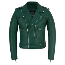 Men’s Green  Leather Biker