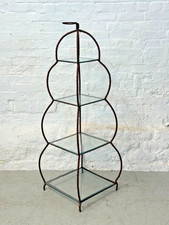 Rare Victorian Sculptural Wrought Iron Étagère With Bespoke Glass Shelves 137cm