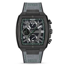 Ducati Corse Men's Chronograph Watch With Date Black Green Tonneau Case