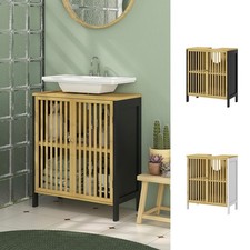 Under Sink Cabinet with Slat Doors, Adjustable Shelf and U-Shape Slot