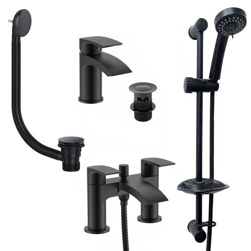 Black mono basin tap bath - &,