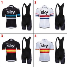 NEW Mens SKY Team Cycling Jersey Short Sleeve Jerseys Bike Gel Bib Shorts Suit