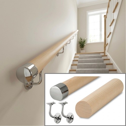 Wall mopstick handrail - mopstick, hemlock