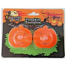 Halloween Pumpkin Tealights 2 Pack - Battery Operated to Safely Light Pumpkins