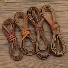 1M Vintage Leather Cord Strip Genuine Cowhide Flat Rope DIY Craft Making Jewelry