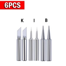 6Pcs Soldering Iron Tips I+B+K Soldering Tip Soldering Iron Pure Copper For-936