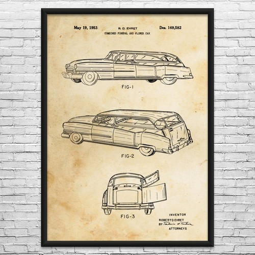 Hearse patent wall art - patent,