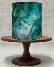 Emerald Green and Gold Marble Edible Cake Topper and Wrap Icing/Wafer.088