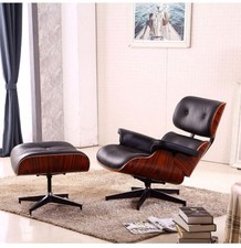 Pro Tall Eames Lounge Chair And Ottoman Set Genuine Leather Swivel Armchair
