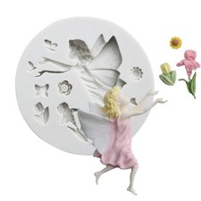 3D Fairy Cake Mold Chocolate Flower Girl Baking Mould Angel Elf Silicone Fondant