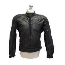 Frank Thomas Black Zipped Leather Biker Jacket UK Men's L H426