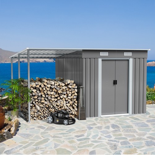 Bike log shelter - log, steel